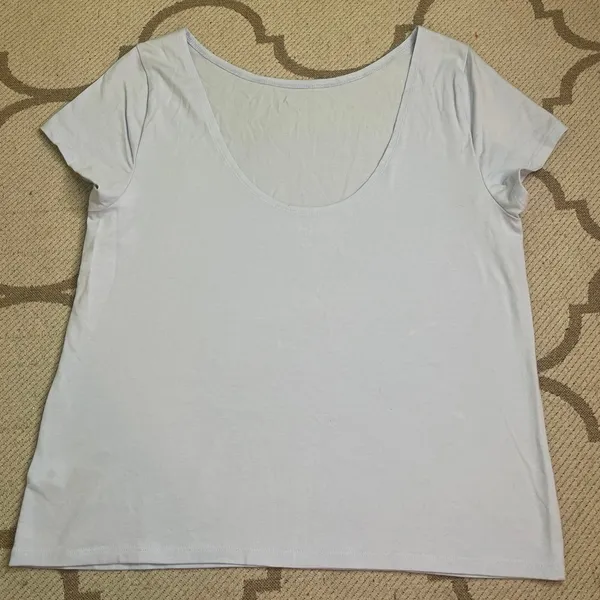 GAP Boatneck Open Back T-Shirt Serene Blue Scoop Back Short Sleeve Top XL - Image 9