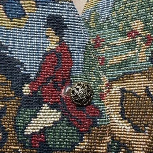 Wrapper Vintage Equestrian Tapestry Vest Womens Large Fox Hunt Plaid Made in USA - Image 3