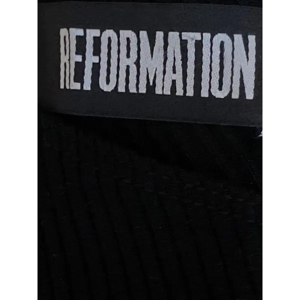 Reformation Stewart Womens Black Ribbed Knit One Shoulder Sculpt Crop Top Size S - Image 5