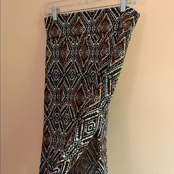 Women’s Printed Maxi Skirt in Black and Brown - Image 4
