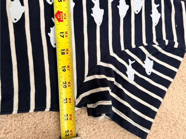 J.Crew Fishy Collector Tee XL Navy‎ Stripe Fish Print Cotton Coastal Top - Image 6