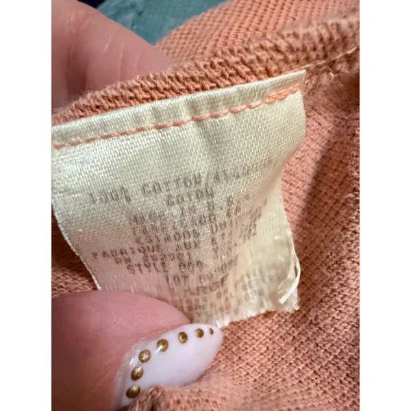 Vintage 90s Elements Spiegel Peach Cotton Knit Scoop Neck T-Shirt Dress Large - Image 5