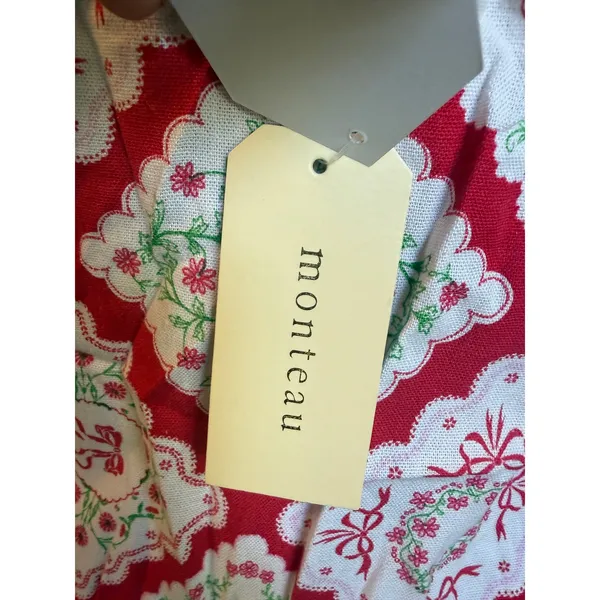 Monteau Red White Lobster Floral Linen Mini Dress Small NWT cottage dainty y2k coquette - Image 5