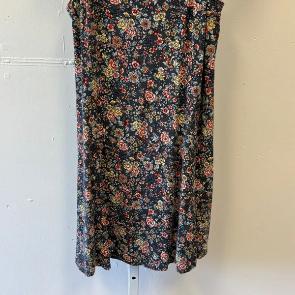 LOFT Floral Ruffle Strap Square Neck Mini Dress Black Multicolor Small Boho Soft - Image 4