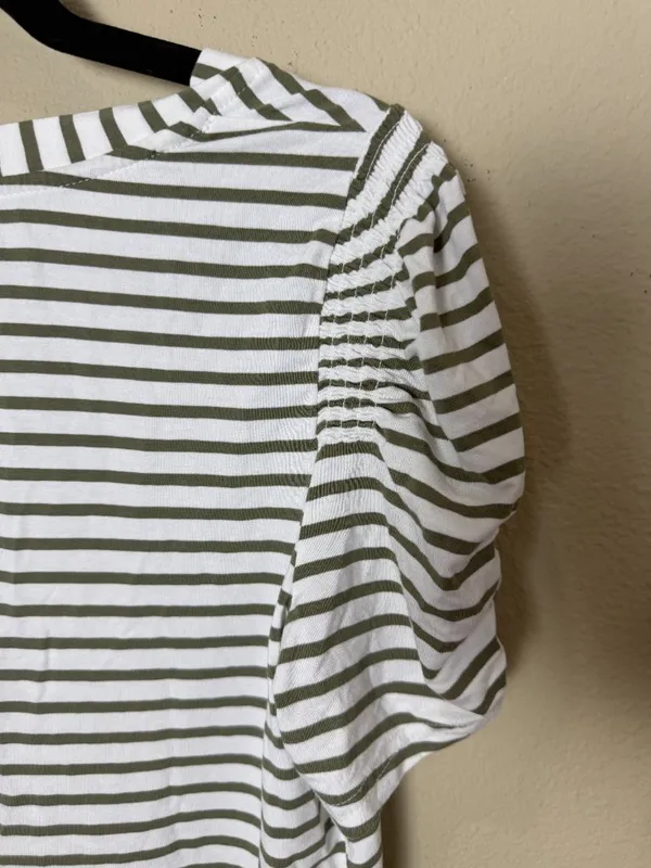 Modern Works Striped Puff Short Sleeve Top Shirt Blouse Size Medium - Image 6