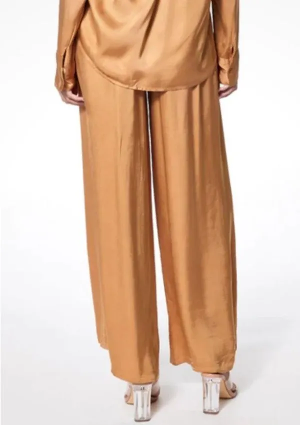 Young Fabulous and Broke Aiko Silky Satin Wide Leg High Waist Pant W1538 Sz S - Image 3