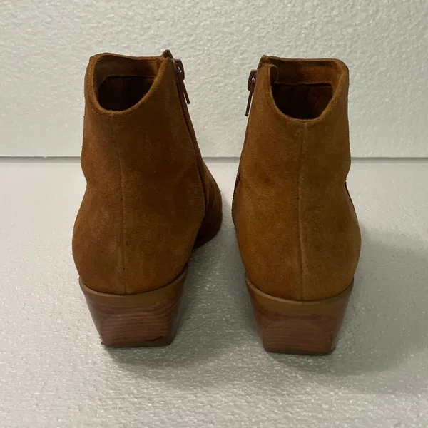 ABLE Chalsea Almond Toe Suede Ankle Western Booties Women's sz. 8 in Cognac - Image 4