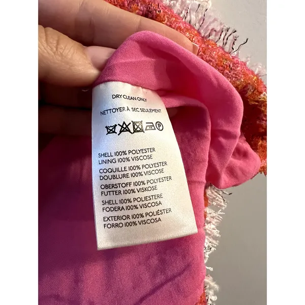 Maeve Anthropologie Sleeveless Tweed Mini Dress Pink Yellow White V-neck size 2 - Image 6