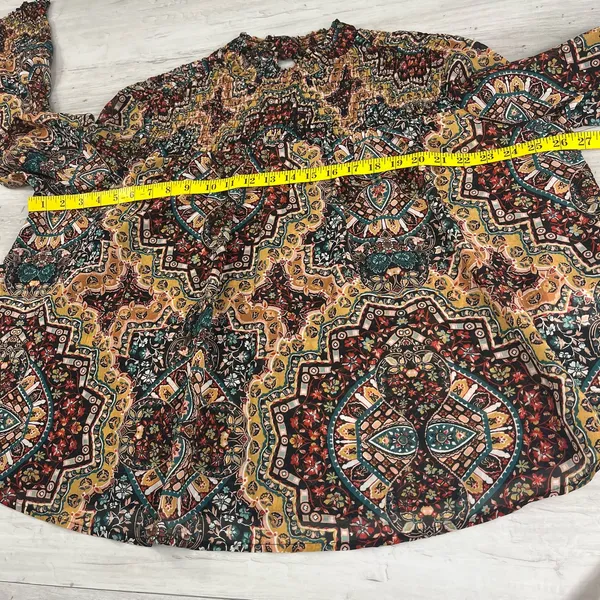 Wrangler Retro Smocked Western Print Lightweight Flowy Blouse Size XL - Image 10