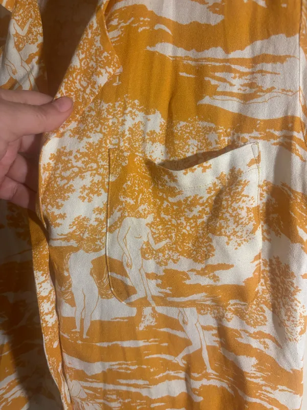Reformation Yellow Cuban Print Collared Shirt - Image 2