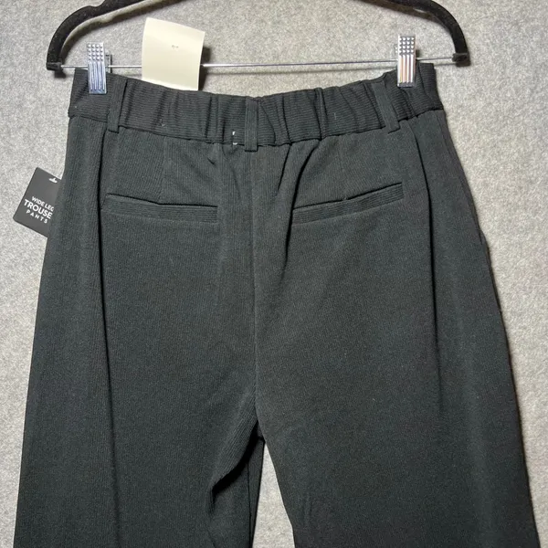 No Comment Black Wide Leg Trouser Pants Pleated Front Stretch NWT Size L - Image 10