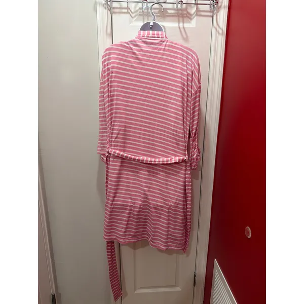 Draper‎ James Pajama Set Women Pink Striped Robe Nightgown S - Image 3