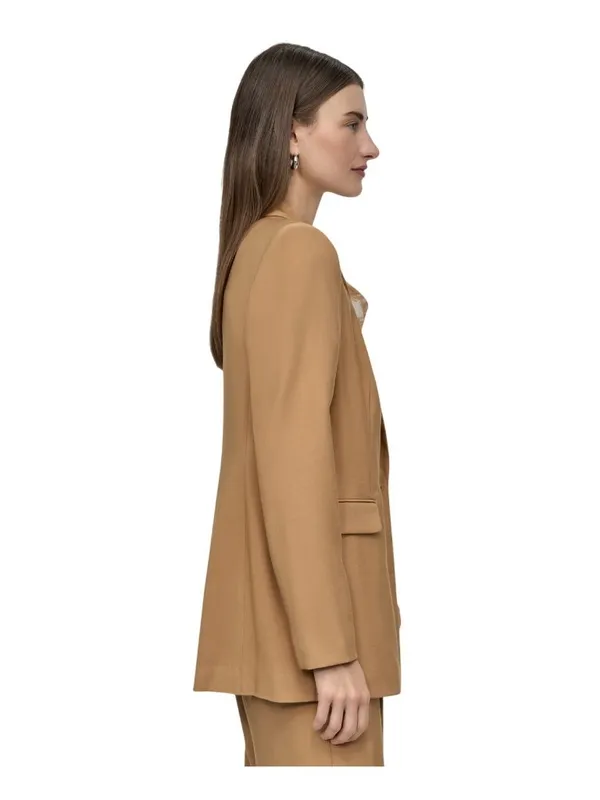 NWT DKNY Womens Single-Button Front Pocket Notch Collar Blazer Whiskey Brown 6 - Image 3