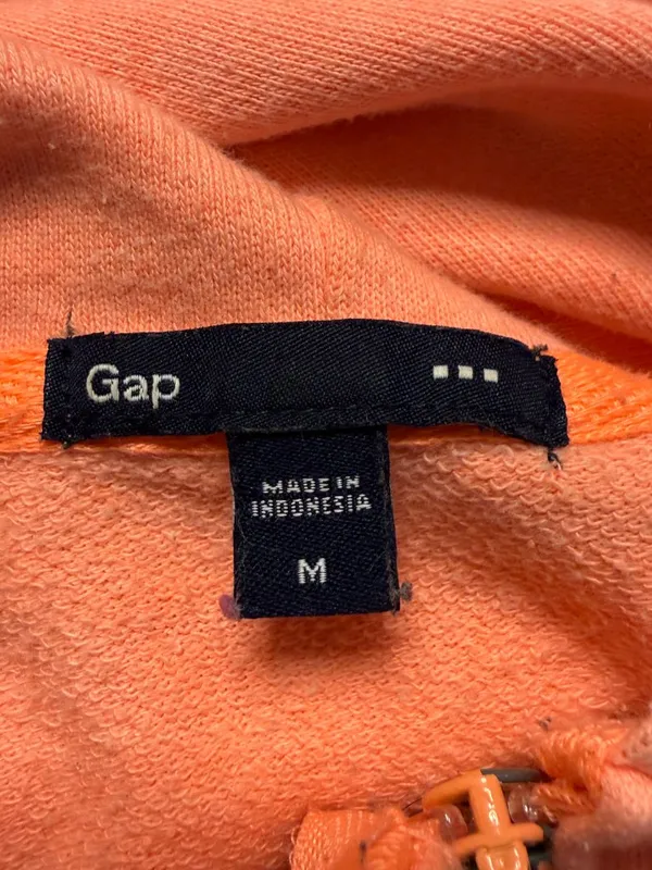Vintage Y2K Gap Hooded Full Zip Sweatshirt Womens Medium Orange Spell Out Lounge - Image 12