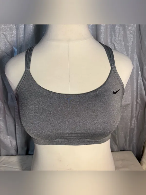 Nike Gray Double-Strap Low-Impact Sports Bra - Image 2