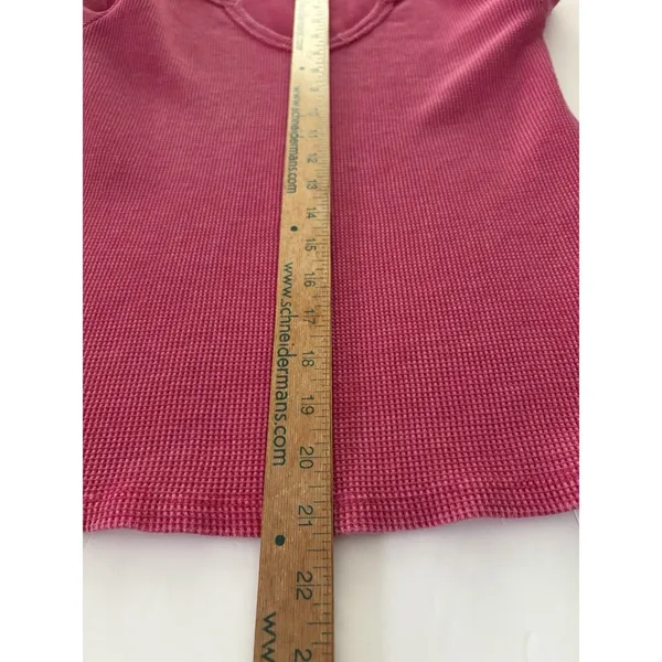 Pilcro Anthropologie Thermal Shirt Size L Pink Waffle Knit V-Neck - Image 4