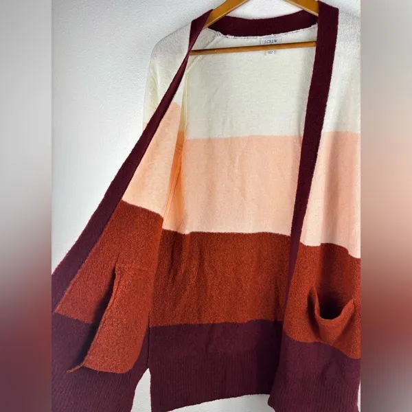 J. Crew Factory Small‎ Colorblock Open-Front Cardigan Sweater Wool Blend - Image 2