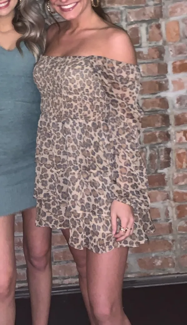 Express Leopard Print Romper | S | Tiered Ruffle Skirt - Image 8
