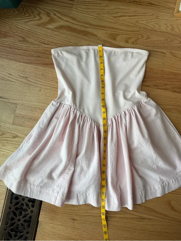 Free People Pink 100% Cotton Strapless Drop Waist Mini Dress M - Image 8