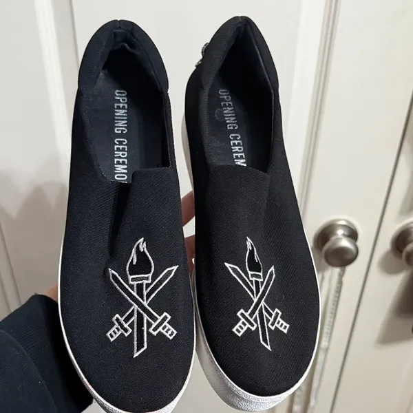 Opening Ceremony Black Cici Varsity Platform Embroidered Sneaker Quiet Luxury - Image 2