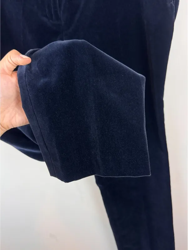 Saks Fifth Avenue Madison Fit Navy Velvet Straight Leg Pants Size 12 Cotton - Image 6