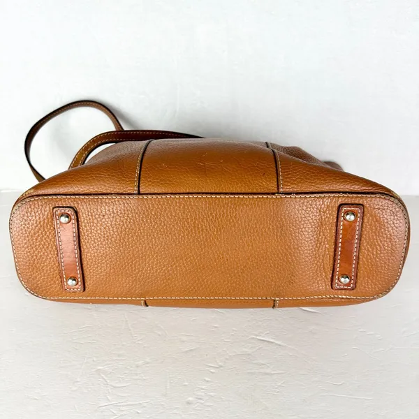 Dooney & Bourke Pebble Grain Lexington Tote Handbag Leather Caramel Brown - Image 7