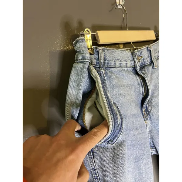 Aeropostale Low Rise Cargo Jeans Womens L Light Wash Blue Wide Leg Relaxed Denim - Image 5