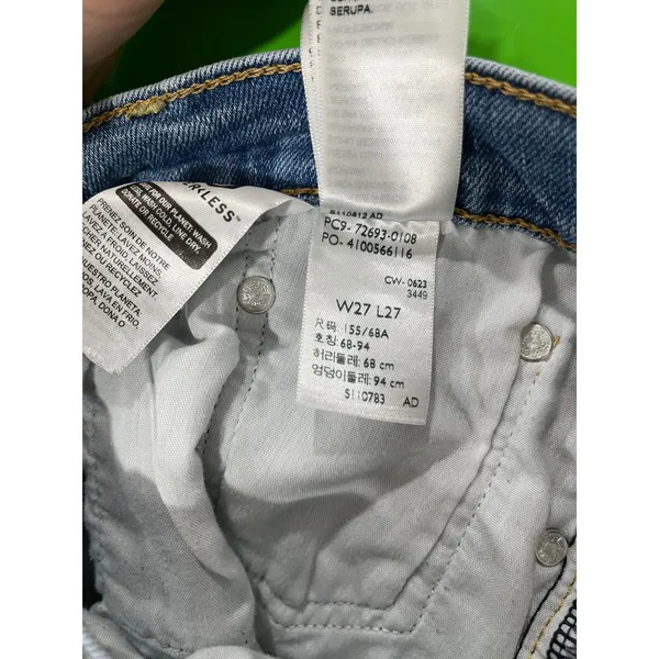 Levi's Ribcage Straight Ancle Jeans Size 27 Distressed Raw‎ Hem High Rise - Image 7