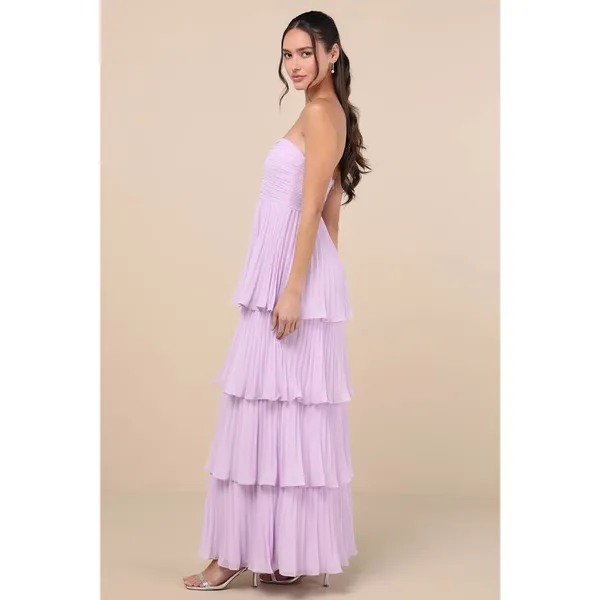NWT Lulus Seriously Sensational Lavender Strapless Tiered Maxi Dress Gala Sz XS - Image 4