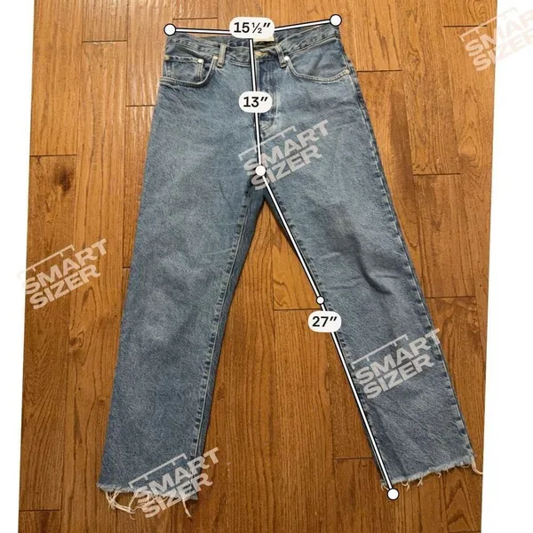 MANGO Havana high rise button fly raw hem Jean size 6 - Image 3