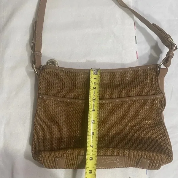 The Sak Brown Woven Straw Shoulder Bag W/ Subtle Gold Glitter Boho Purse - Image 2