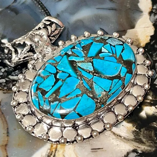 Spiny Turquoise in Copper Pendant 1 1/2”x 1 1/2” - Image 2