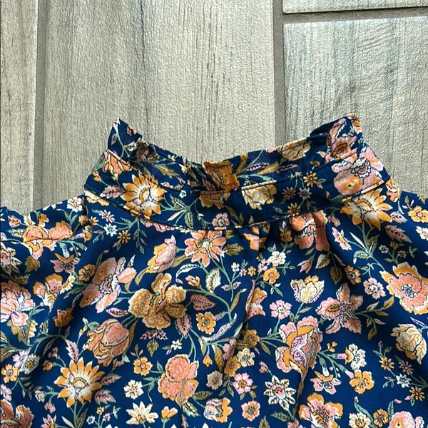 Levi's Blue and Orange Ruffled Floral Blouse - Image 3