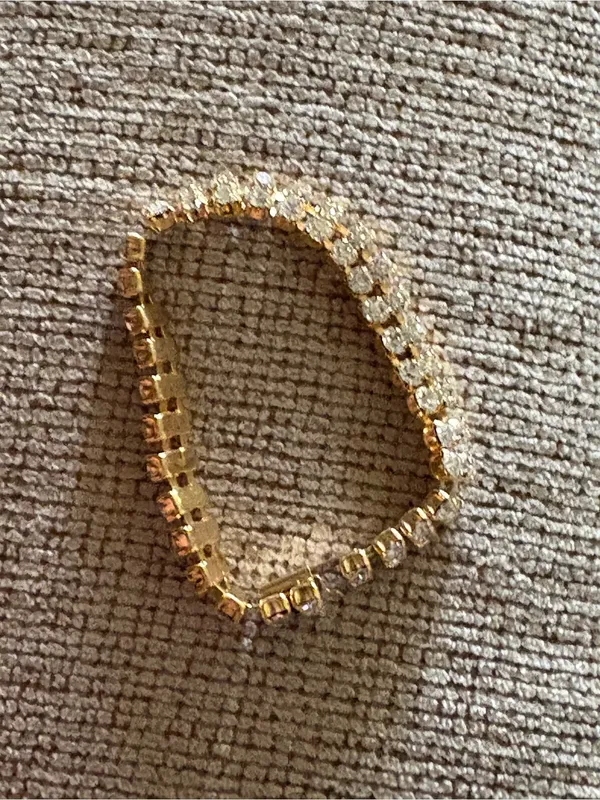 Gold Rhinestone Tennis Bracelet with Crystal Stones - Image 3