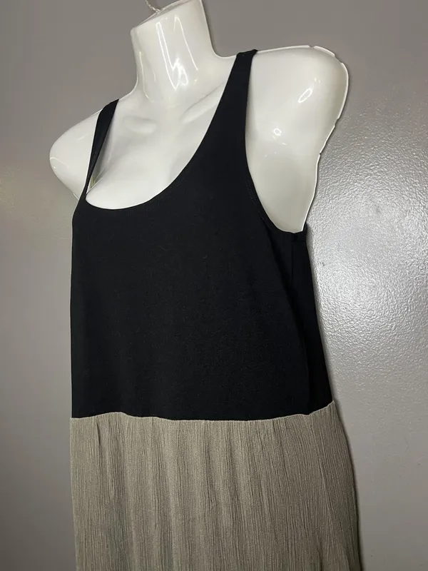 Lou & Grey Dress Womens Medium Black Olive Colorblock Maxi Sleeveless Tank - Image 5