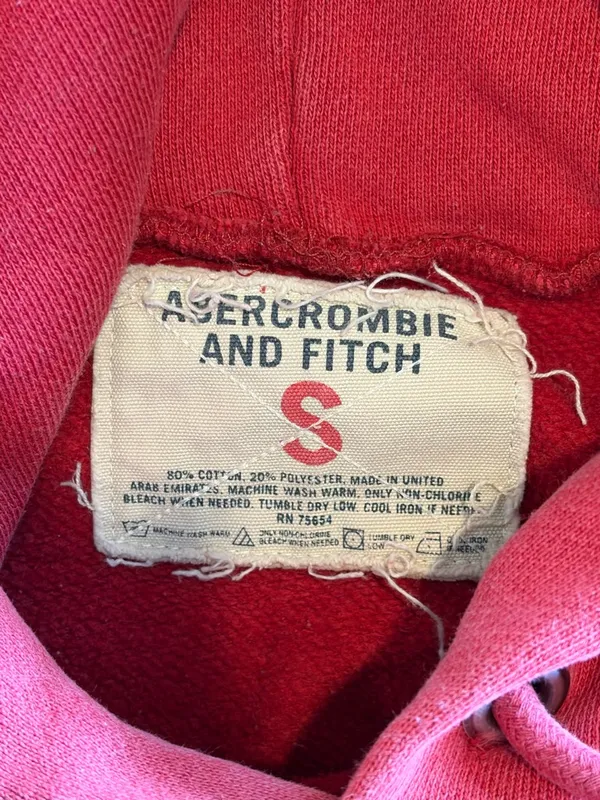 Abercrombie & Fitch Red Pullover Hoodie with Arch Logo - Image 3