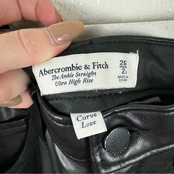 Abercrombie & Fitch Curve Love Vegan Leather Ankle Straight Pant Ultra High Rise - Image 4