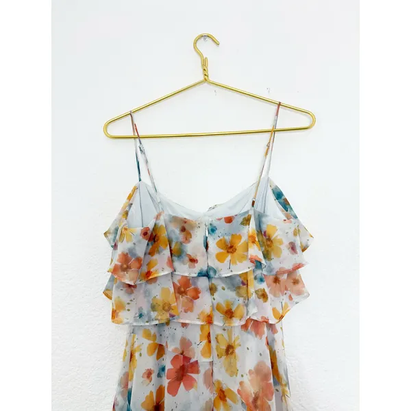 Anthropologie Sleeveless Asymmetric Ruffled Midi Dress Size Small Chiffon Fairy - Image 12