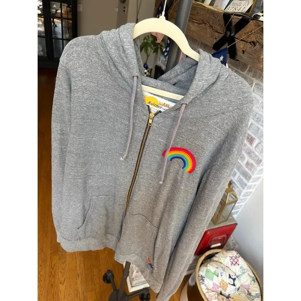 Aviator Nation Rainbow Embroidery rainbow graphic zip up women's xxl - Image 2