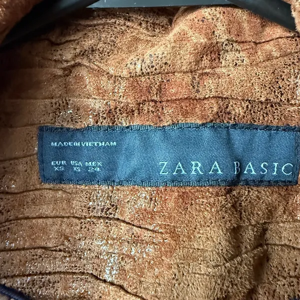 Zara sz XS‎ brown faux leather basic blazer - Image 4