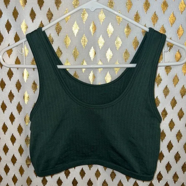 Aerie green crop top Aerie Ribbed Seamless Tank Bralette size S - Image 3