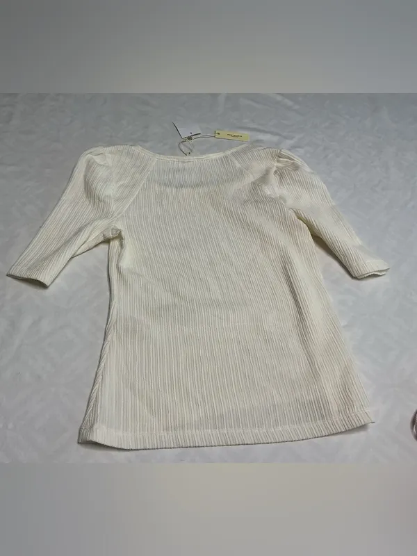 Madewell Max Studio London Cream Textured Ribbed Top NWT Size Small - Image 2