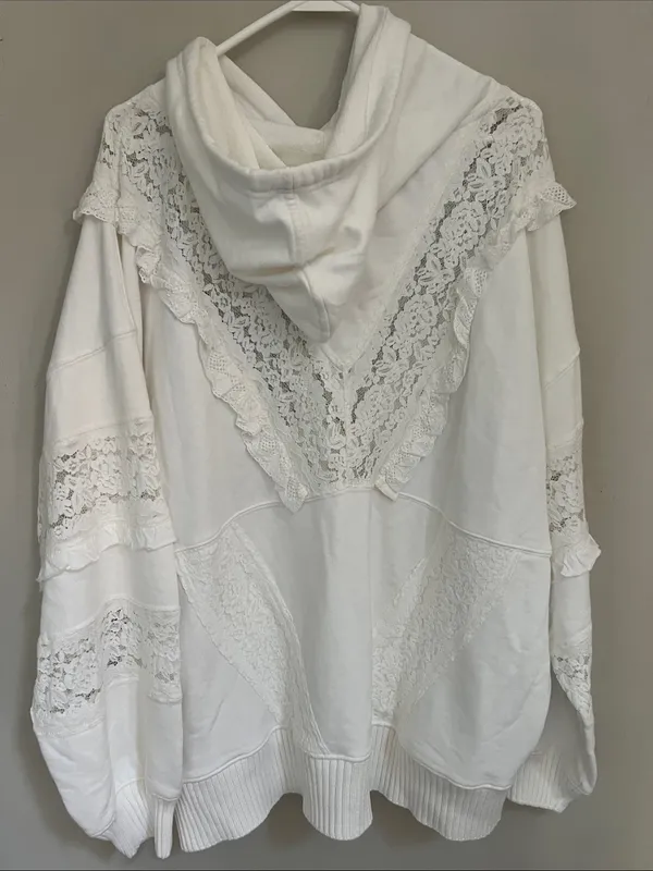 Free People Movement Studio Tunic Lace Trim Hooded Sweatshirt - Image 11