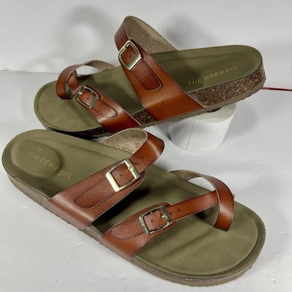 Madden Girl Women's Bryceee Footbed Sandals - Cognac Brown - Size 11M - Image 9