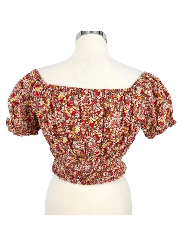 Sim & Sam Floral Off-Shoulder Puff Sleeve Crop Top Size XL - Image 5