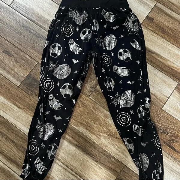 Disney Tim Burton nightmare before Christmas black and silver sweatpants - Image 3