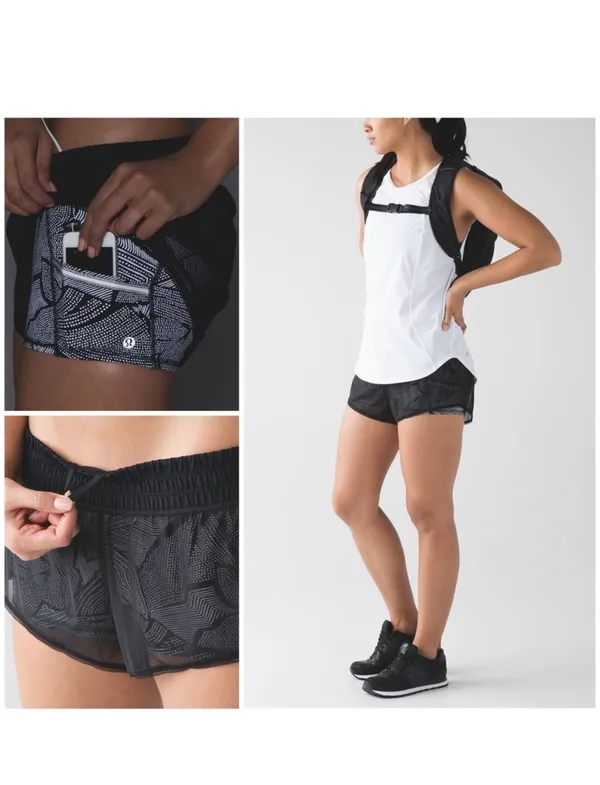 lululemon athletica Lululemon City Sky Run By Short Sz 10 In Black / Dottie Tribe White Black - Image 3