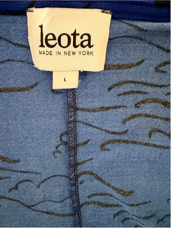Leota Wrap Midi Dress Women's Size L Blue Black - Image 3