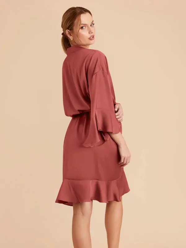 Birdy Grey Matte Satin Wrap Robe in Auburn, XS/S - Image 5