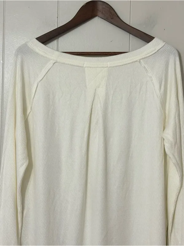 Free People We The Free Snowy Thermal Top Women’s M Ivory Long Sleeve Cozy Boho - Image 10